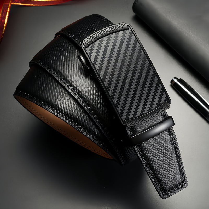 Cross-Border Men's Automatic Buckle Genuine Leather Cowhide Small Grain Belt Business Versatile Casual Young and Middle-Aged Men's Belt