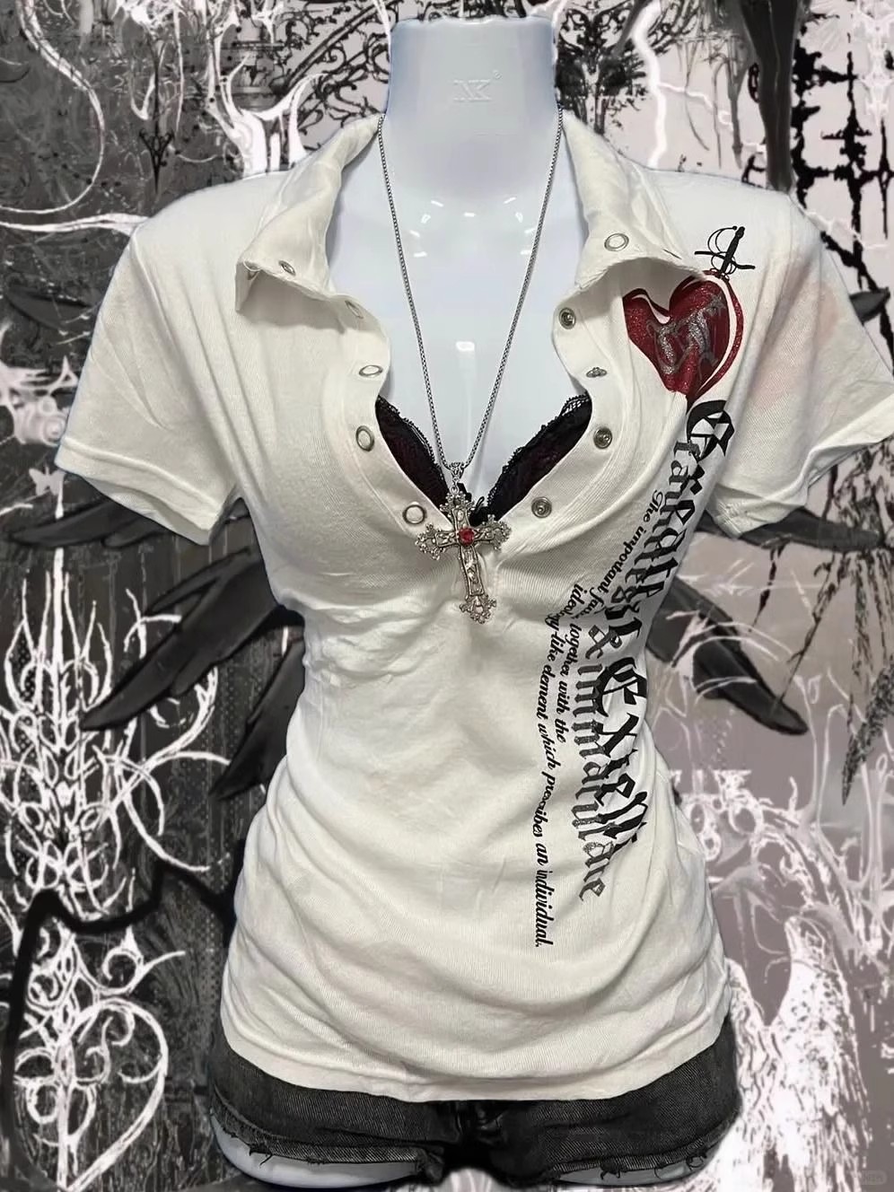 2025 Niche American Vintage Hot Girl Print Short-Sleeve T-Shirt Women's Summer New Slimming Versatile Top