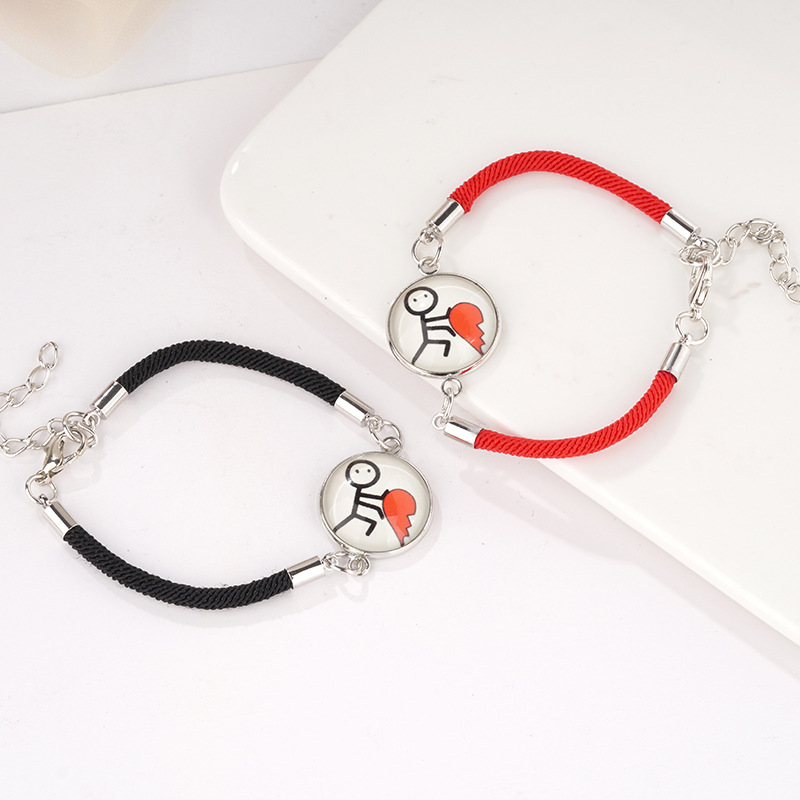 Cross-Border Hot Selling Sun and Moon Lovers Stainless Steel Time Gemstone Braided Bracelet Valentine's Day Couple Bracelet Moon Bracelet