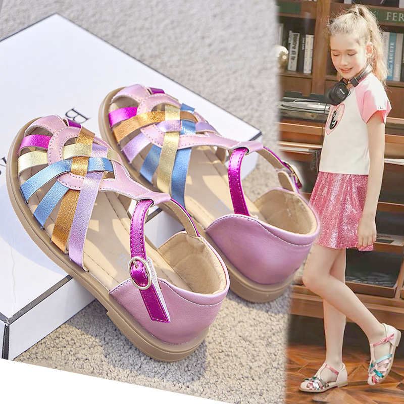 Roman Kidsren's Shoes Girls Sandals Baotou 2025 Summer New Big Kidsren's Sports Shoes Fashion Princess Shoes Kidsren's Shoes