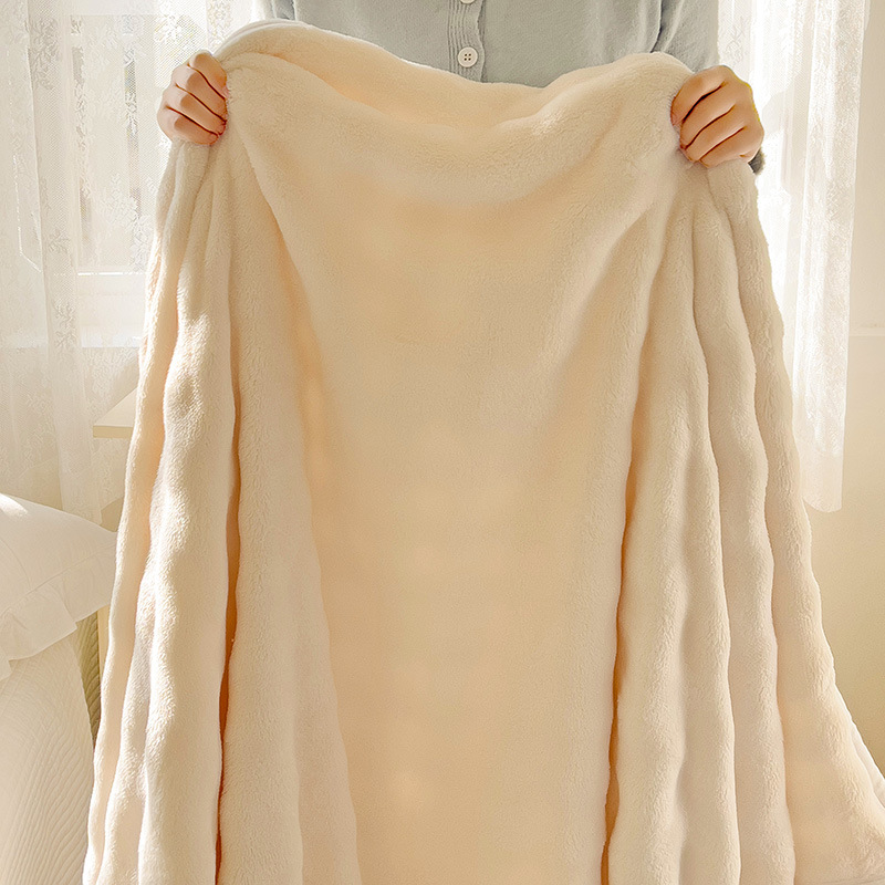 Picture of Class A Maternal and Infant Grade Rabbit Blanket Thickened Warm Milk Blanket Rabbit Plush Air-conditioning Blanket Nap Blanket Cover Blanket