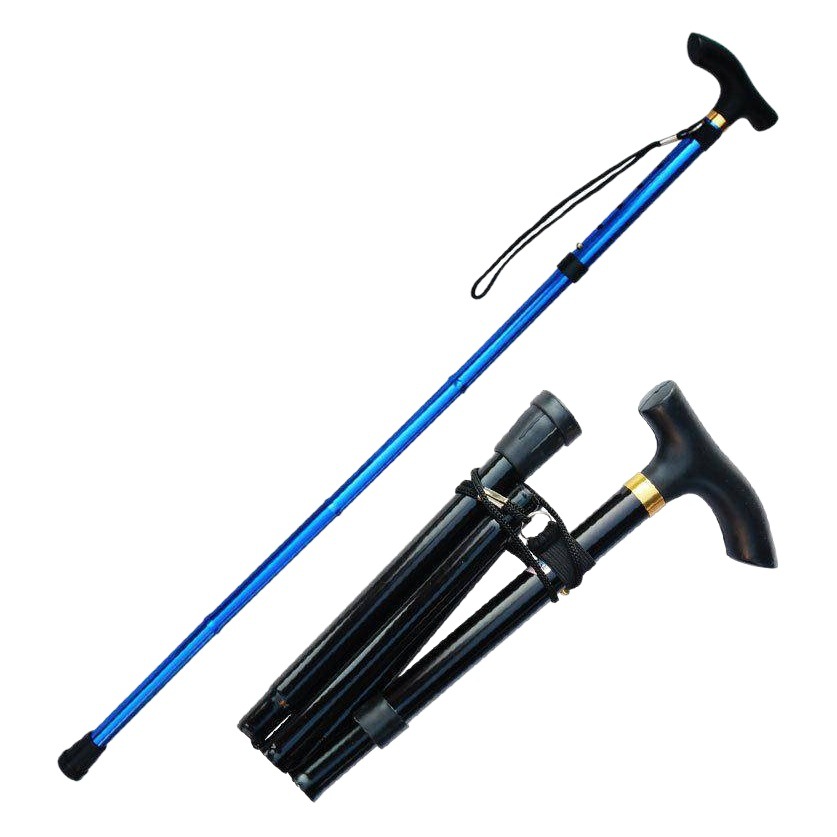 Aluminum alloy mountaineering cane telescopic folding elderly hiking non-slip cane adjustable lightweight cane wholesale