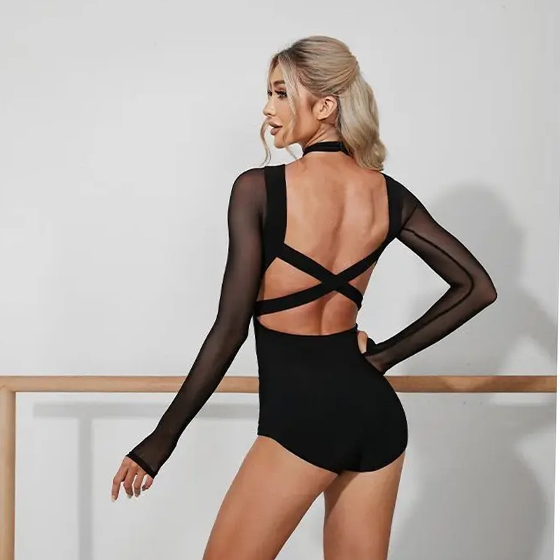 Picture of 2025 spring and summer new mesh stitching jumpsuit European and American women's sexy stretch tight jumpsuit cross-border e-commerce