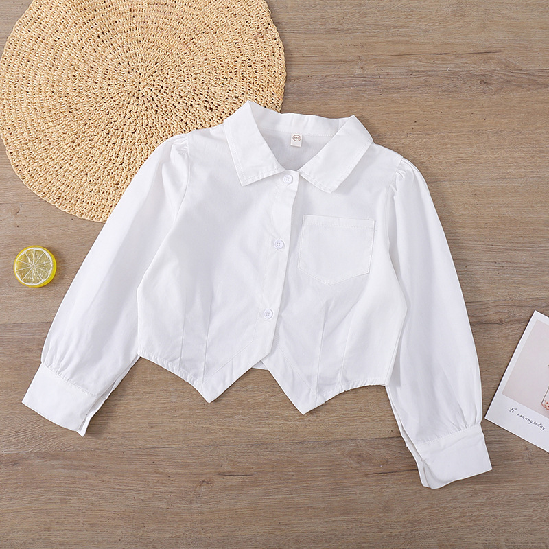 Picture of Children's Shirt White Long Sleeve Spring and Autumn Class Clothing Performance Clothing Lace Girl Student Clothing 2024 New Style Girl's Spring and Autumn