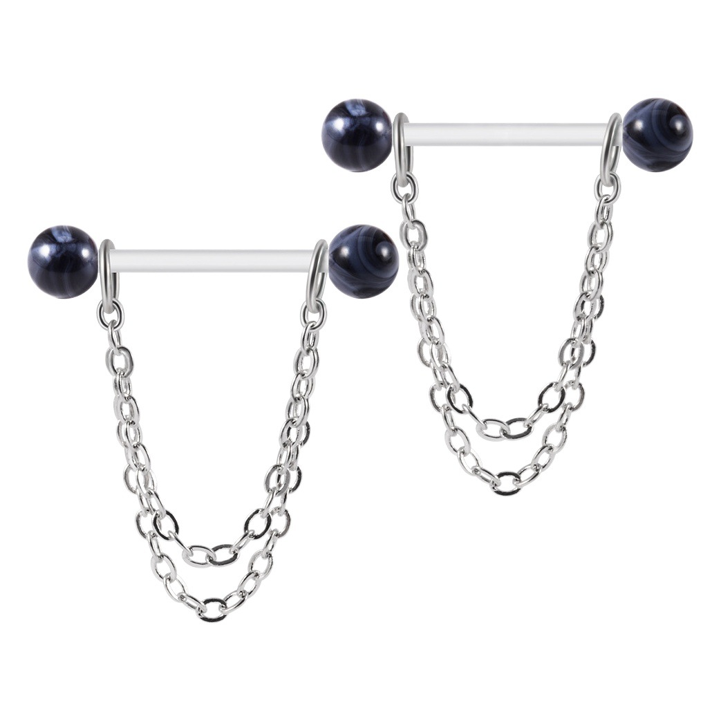 Amazon Cross-border Acrylic Soft Rod Ring Puncture Stainless Steel Chain Ring Acrylic Rubber Ball Nail