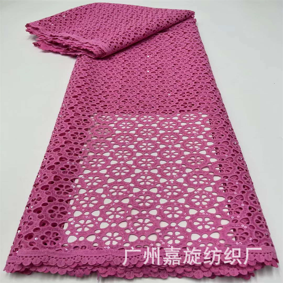 2024 water soluble embroidery lace hollow flower embroidery hollow fabric African women's dress milk silk embroidery fabric