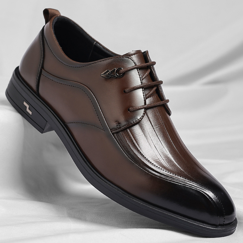 Men's Shoes 2025 New Business Dress Shoes Men's British Style Casual Low-top Leather Shoes Wedding Shoes Men's One Piece Hair