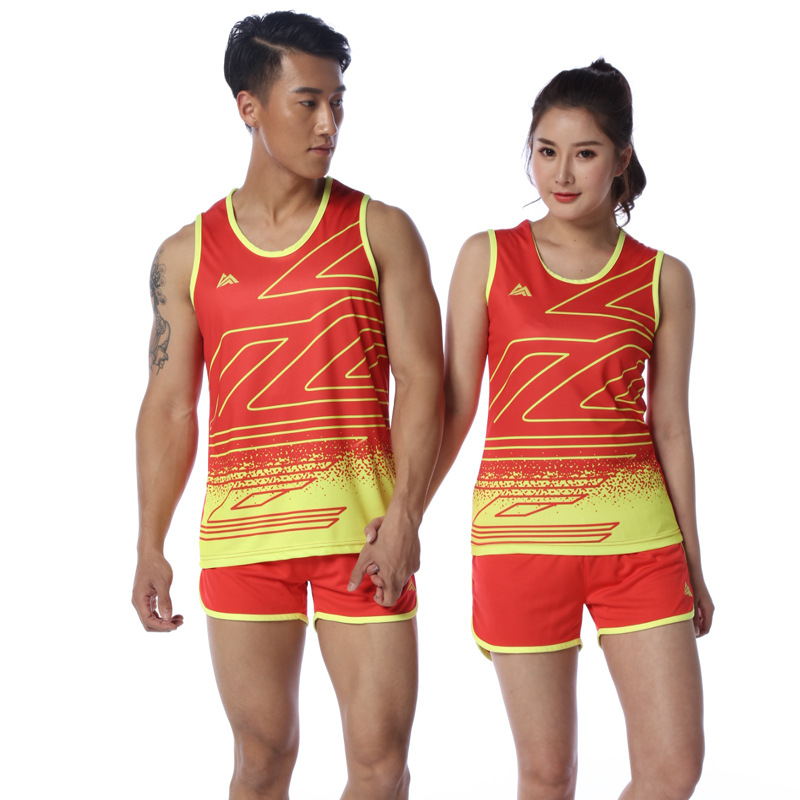 Track and Field Suit Slim Fit Marathon Running Vest Training Suit Printed logo for Men and Women