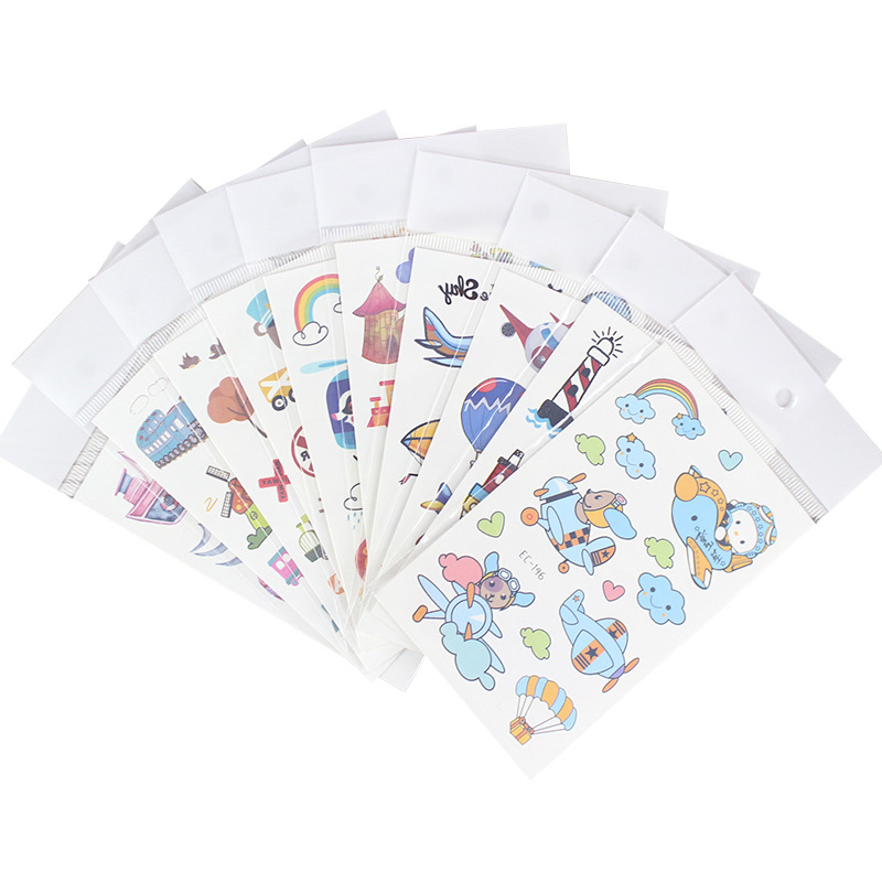 Picture of Children's Cartoon Transport tattoo Paper stickers Aircraft Ship Train Track Creative tattoo stickers