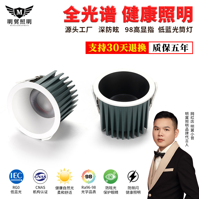 LED Downlight Conference Exhibition Hall High Power Engineering Shopping Mall Store Supermarket High Brightness IP65 Waterproof Embedded Tube