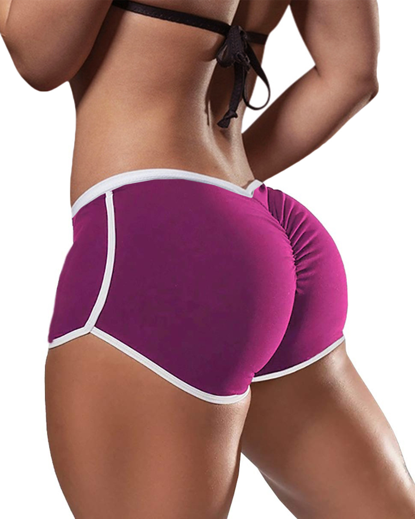 Picture of 2021 new summer European and American Foreign Trade ladies plus size sexy solid color low waist sports running tight hip lifting shorts