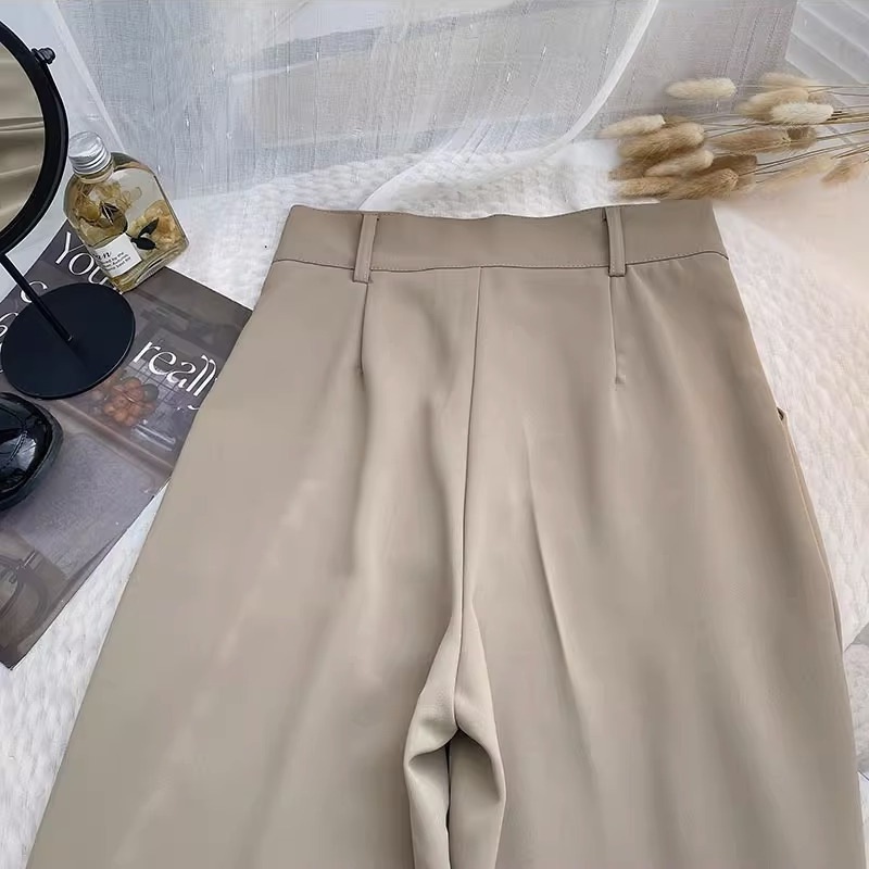 Picture of Wide Leg Pants Women's Summer Korean-style High Waist Loose Slimming Straight Elegant Dosing Casual All-match Black Trendy Pants