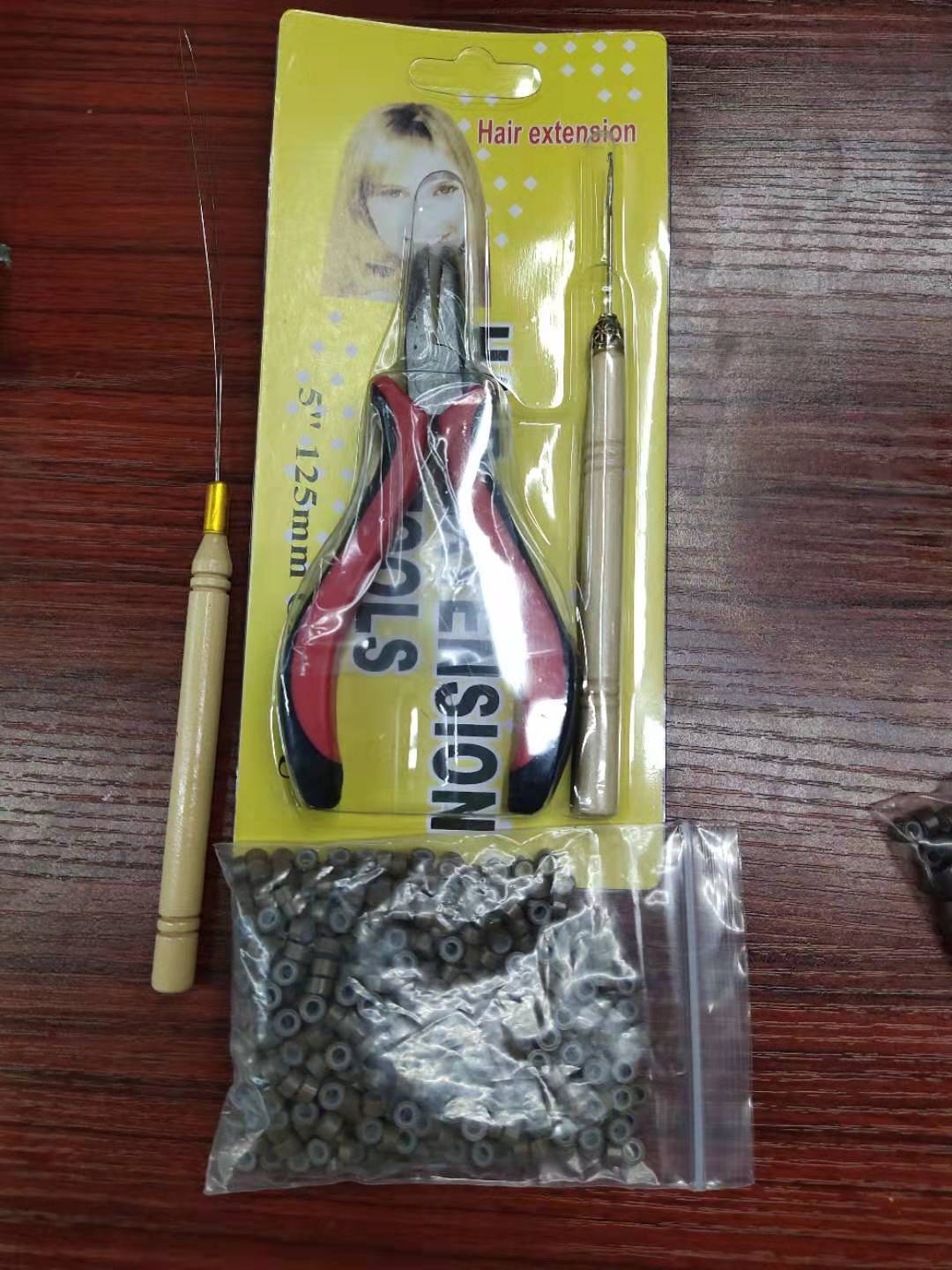 Picture of Cross-border Wig Pliers suit New Hair Extending Pliers suit Five-piece Silicone Buckle Wooden Crochet Wig Tool