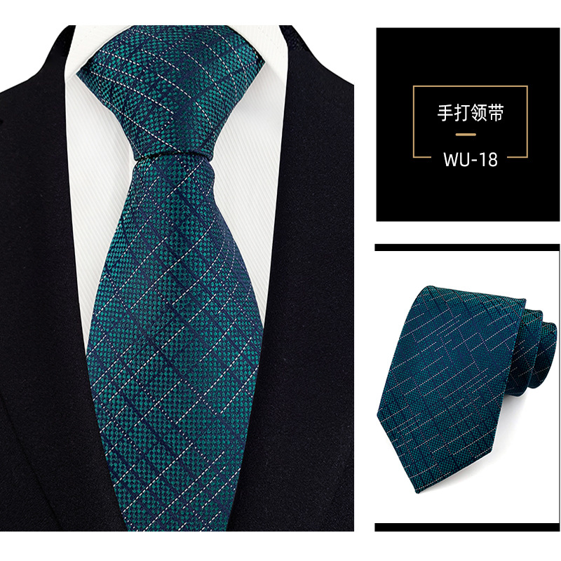 Picture of Men's Tie Jacquard Silk 8cm Hand Tie Professional Dress Interview Business Stripe Tie Men's in stock Wholesale