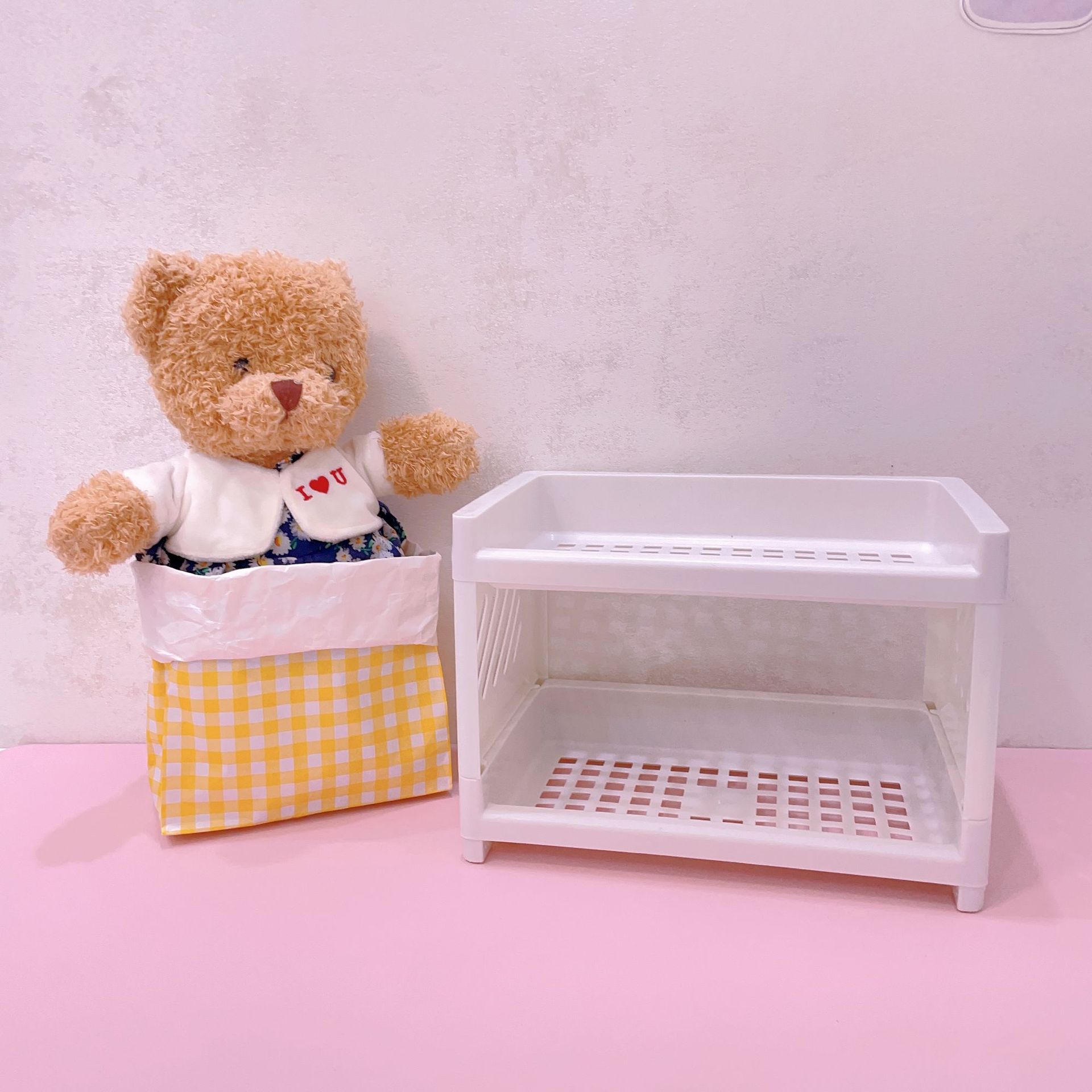 Picture of ins Desktop Storage Rack Household Bedroom Cosmetic Storage Rack Multi-Layer Student Dormitory Desk Filing Rack