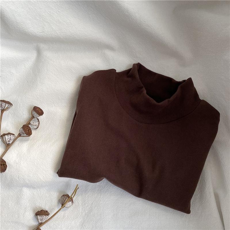 Picture of GL-kids Korean Autumn and Winter New Children's Half-High Collar Long-Sleeved Base Shirt for Boys and Girls Solid Color Thickened Top