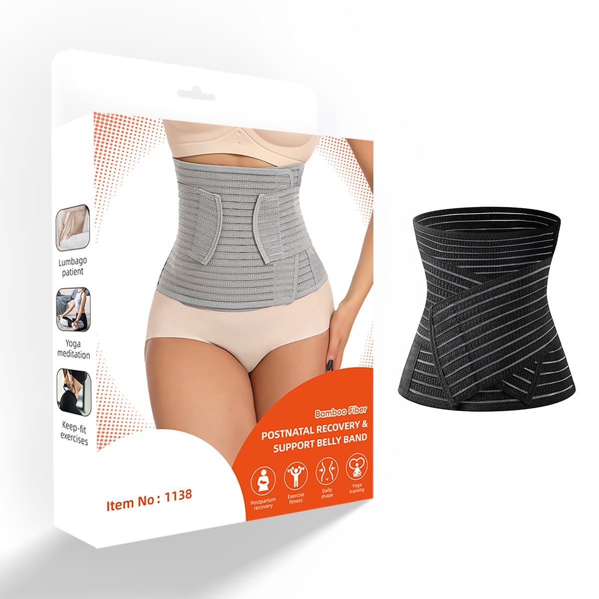 Picture of Bamboo charcoal fiber belly contracting girdle adjustable girdle reinforced postpartum belly contracting belt waist trainer body shaping