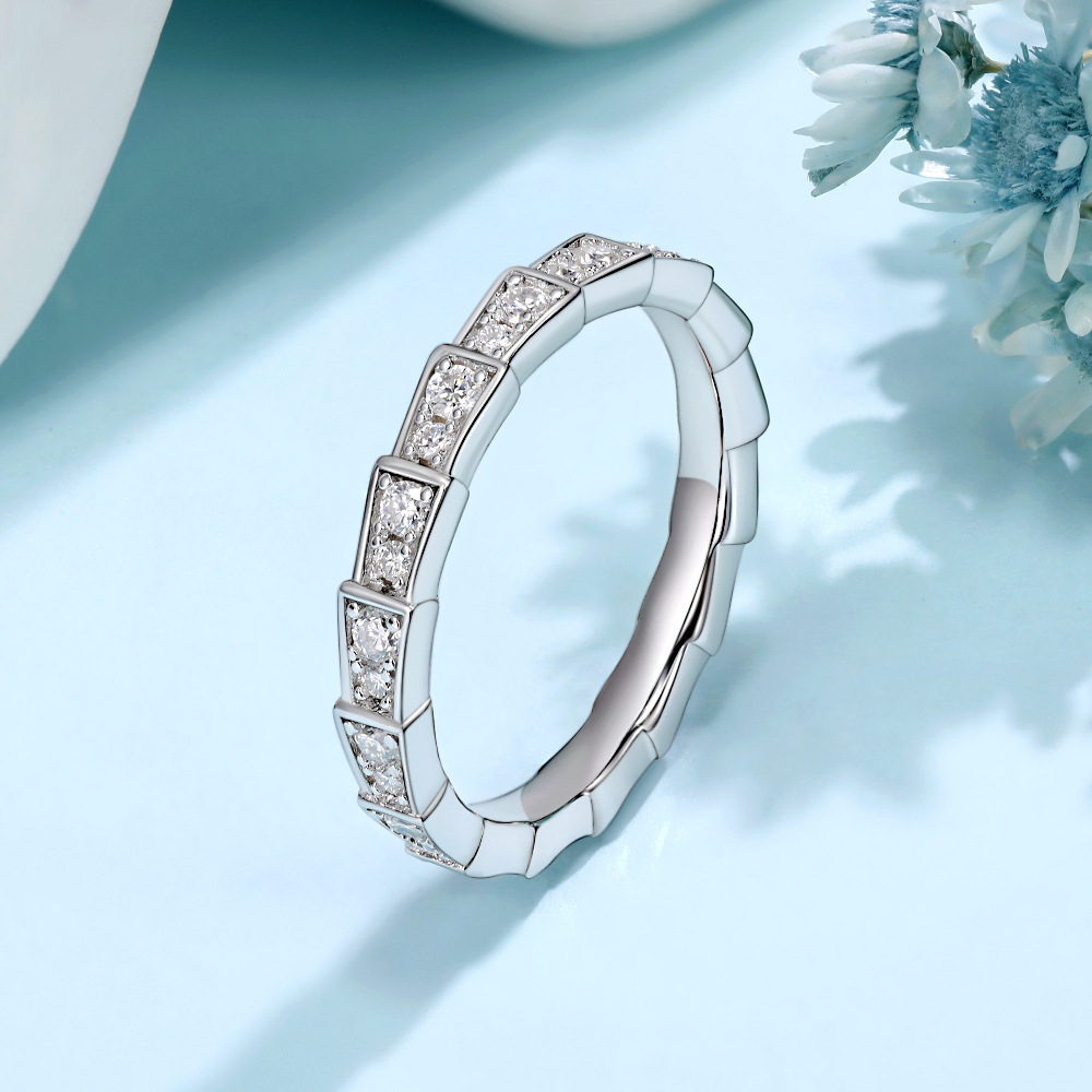 Picture of Cross-border Foreign Trade Full Diamond Snake Bone Rings S925 Sterling Silver Plated 18K Gold Seiko Moissanite Ring Design Sense Female Ring
