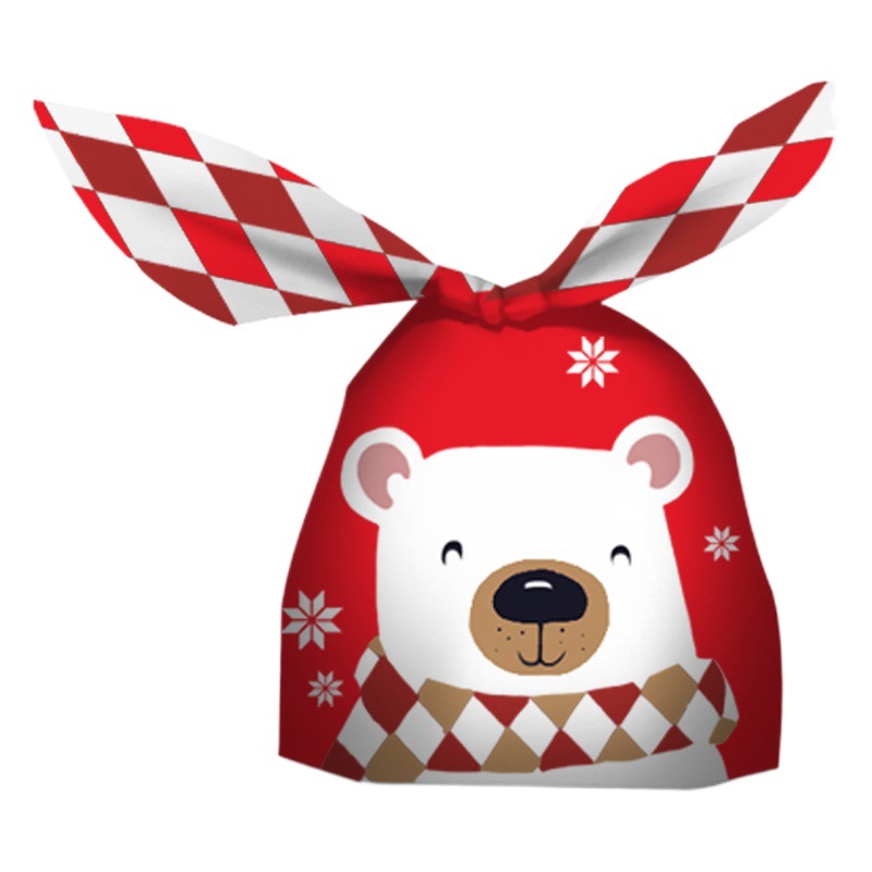 2025 Christmas Rabbit Ears Candy Plastic Bag Cartoon Dessert Baked Snowflake Crisp Nougat Gift Packaging Bag