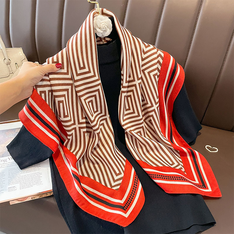 Korean striped new autumn and winter scarf scarf fashion scarf tie imitation sheep wool hand travel sunscreen shawl