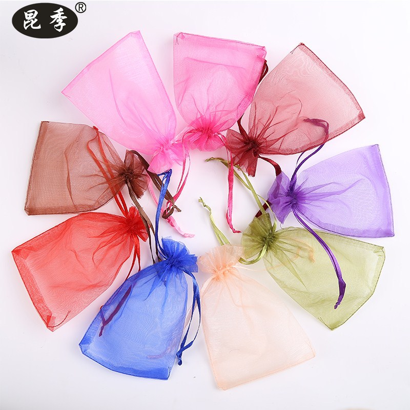 Picture of Plain beam gauze bag wholesale wedding candy bag spot small gift packaging mesh bag printing high density gauze