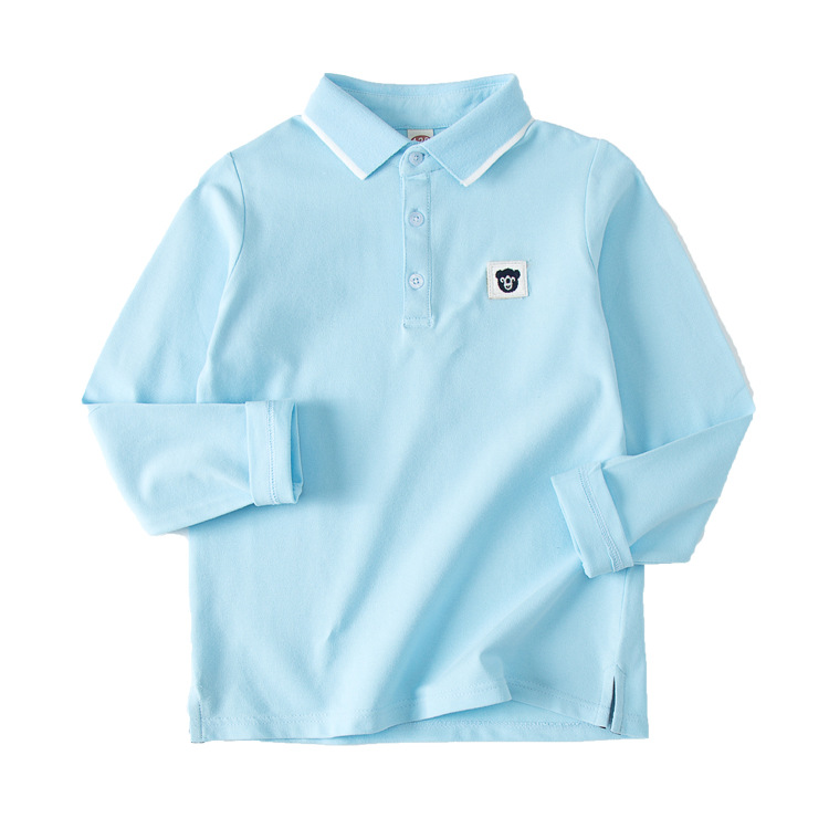 Picture of Children's Base Shirt 2023 Spring and Autumn New Long Sleeve Top Boys and Girls Cotton Polo Shirt T-shirt for Middle and Large Children's School Uniform