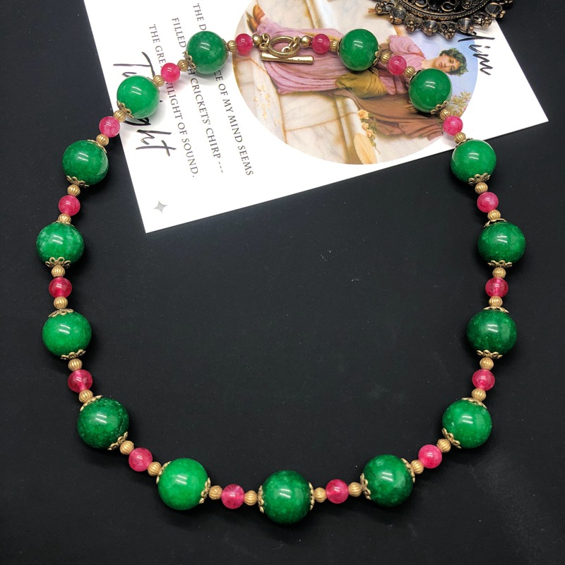Vintage Palace suit Jewelry Red Green Stone Glaze Beaded Necklace Bracelet Copper Earrings Middle Ancient Fashion Jewelry