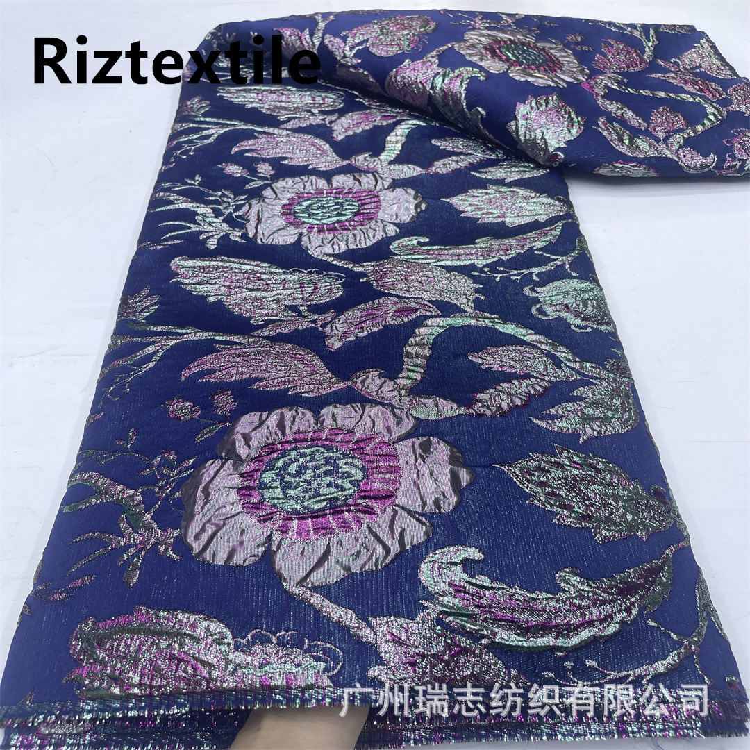 African Brocade lace gold and silver thread double-sided embroidery antique three-dimensional jacquard brocade fashion fabric