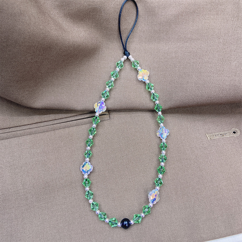 KKBEAD2022 new creative white four-leaf clover crystal mobile phone hanging jewelry universal multi-functional girls chain