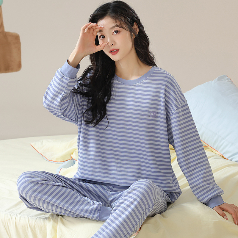 High-end 2024 New in Pajamas Women's Autumn Cotton Long Sleeve Outwear Spring and Autumn plus size Home Clothes Two-piece Suit
