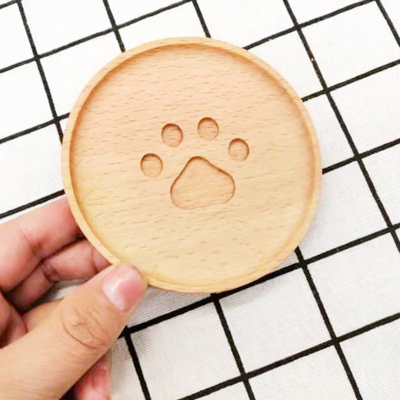 Picture of Creative Wooden Coaster Logo Engraved Fixed Wooden Tea Tray Cup Holder Tea Mat Wooden Tea Holder Japanese Heat Insulation Mat