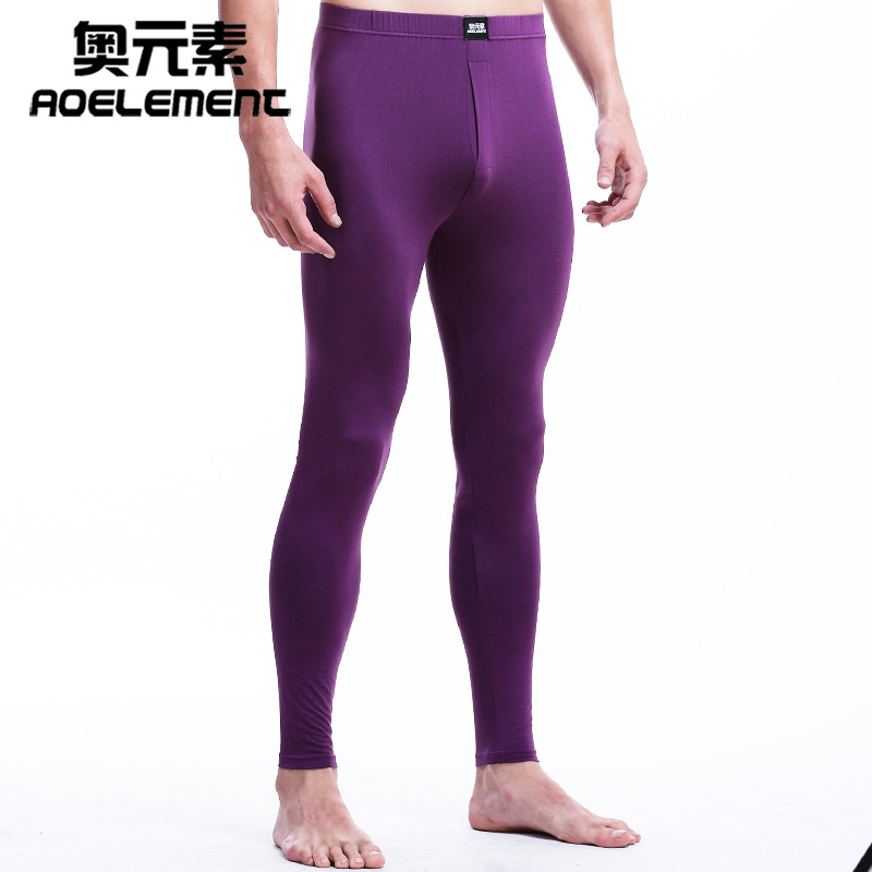 Picture of Ao element autumn and winter single leggings men's thin autumn pants solid color mid-waist slim-fit bottoming warm pants autumn and winter
