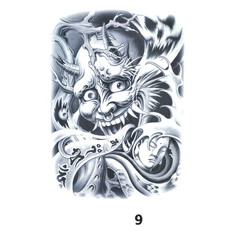Manufacturer in Stock Wholesale Full Back Tattoo Stickers Full Back Grand Guan Erye Sun Wukong Dragon Tiger Animal Color Tattoo Stickers