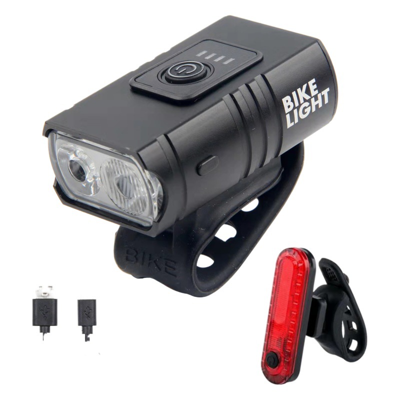 Double T6 bicycle aluminum alloy headlight high lumen far and near light outdoor cycling light USB charging front and rear light set