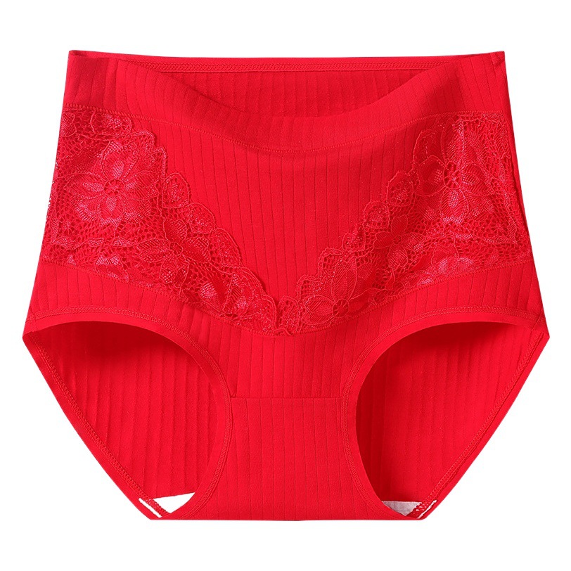 Patented High-Waisted Underwear for Women, Pure Cotton, Middle-Aged Women, Mothers, Large Size, Fat Mm, Middle-Aged and Elderly Cotton Red Shorts