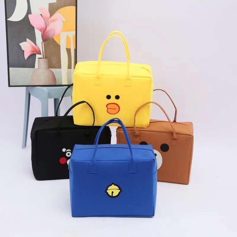 Cartoon travel bag with luggage Holder felt luggage bag cartoon storage bag large capacity Travel Bag