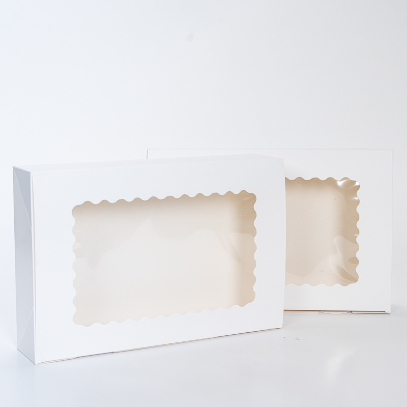 Wholesale Candy Biscuits Cookies Baking Pastry Packaging Box Rectangular Window Paper Box Donut Packaging Box