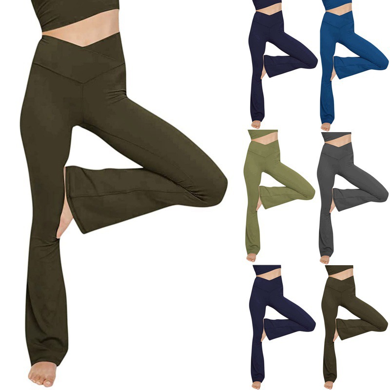 Picture of Amazon Cross-border New Women's High Waist V-shaped Cross Leisure Sports Fitness Horn Yoga Pants XY840 Plain