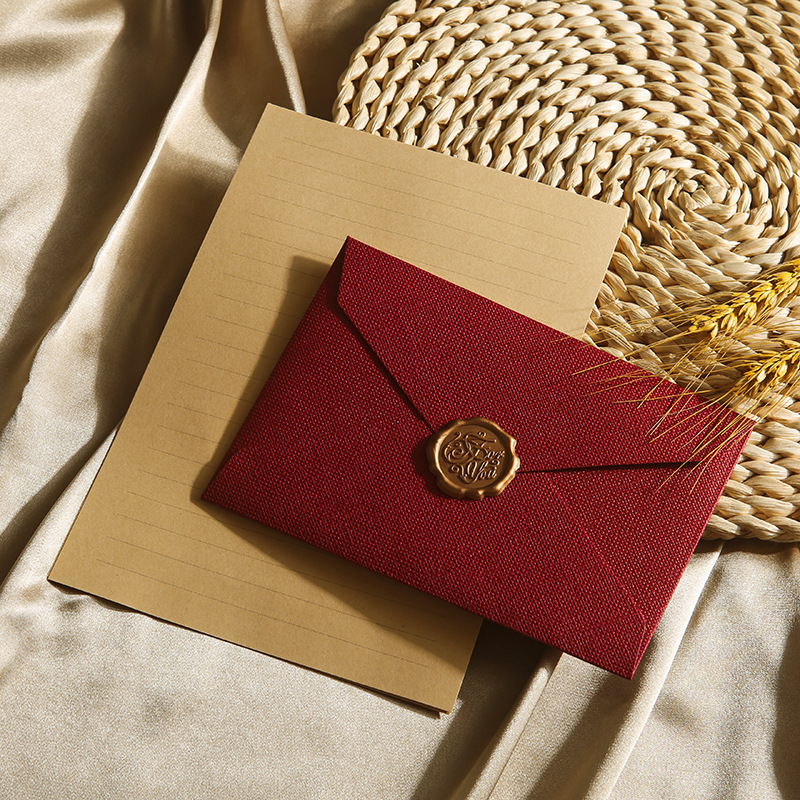 Picture of Letterhead Envelope Set Thickened linen Envelope Handwritten Love Letters for Male Girlfriend to Confess Birthday Greeting Card Exquisite Letterhead