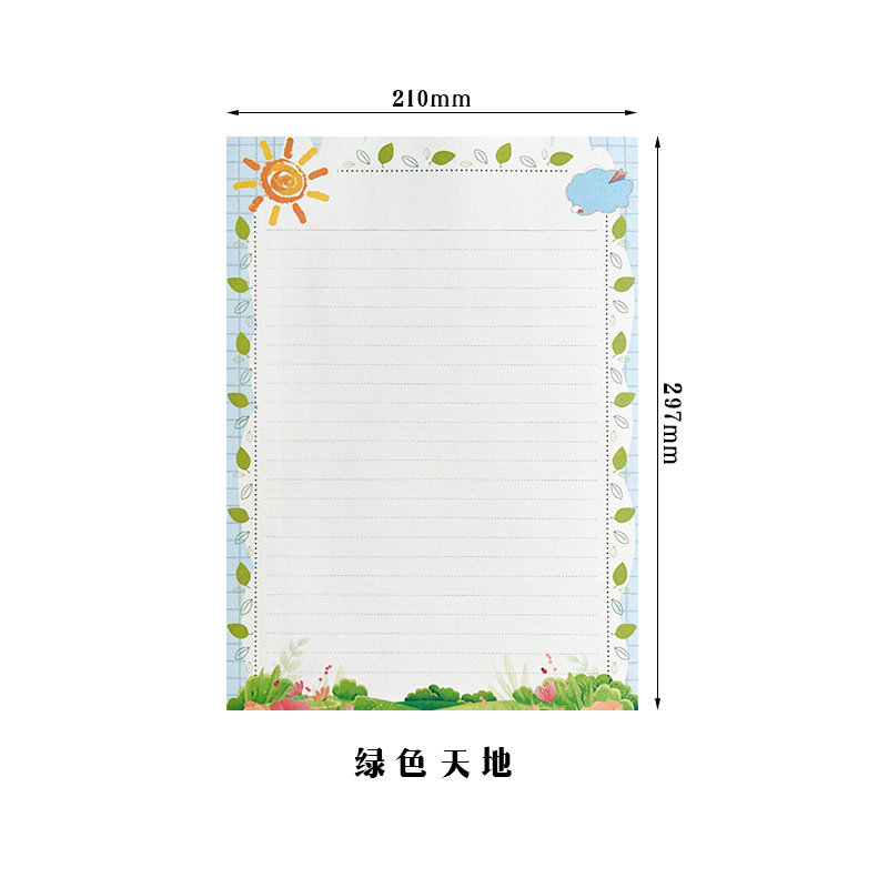 Picture of A4 Letter Paper Simple Student Creative Cartoon Pattern Cute Color Handwritten Love Letter Letter Paper Copy Photocopy Paper Printing