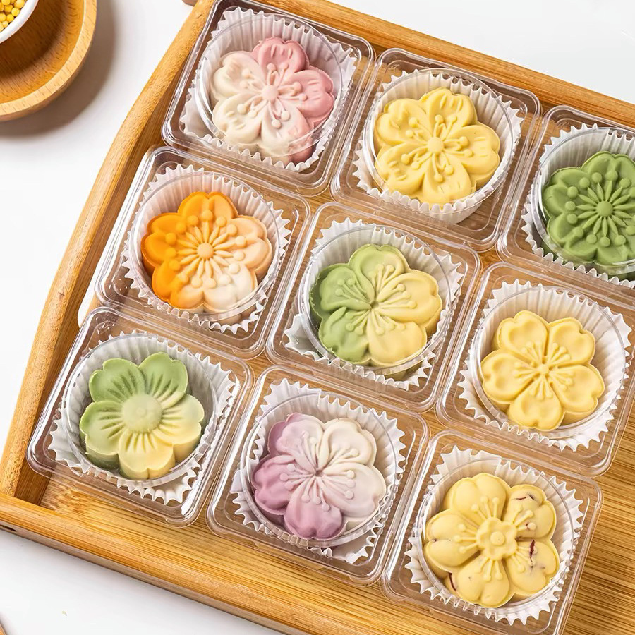 Mung Bean Cake Transparent Packaging Box Ice Skin Moon Cake Baking Pastry Packaging Box Mid-Autumn Cantonese Moon Cake Homemade Empty Box