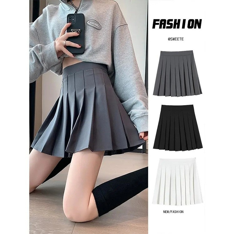 Early Autumn Short Skirt Women's Spring and Autumn Thin JK Pleated Skirt 2022 Student High Waist Slimming All-match A- line Skirt