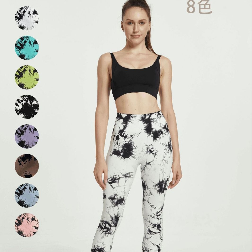 Tie-Dye Yoga Pants Tie-Dye Flared Pants Tie-Flower Yoga Pants Sports Fitness Clothing Moisture Absorption and Sweat-wicking High Elastic Hip-lifting Women