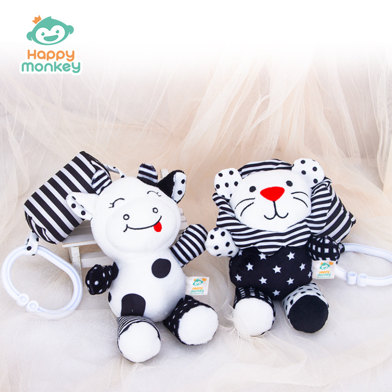 Picture of Happy Monkey Happy Monkey King Baby Toy Cartoon Rattle Lathe Hanging Animal Black and White Wind Chime