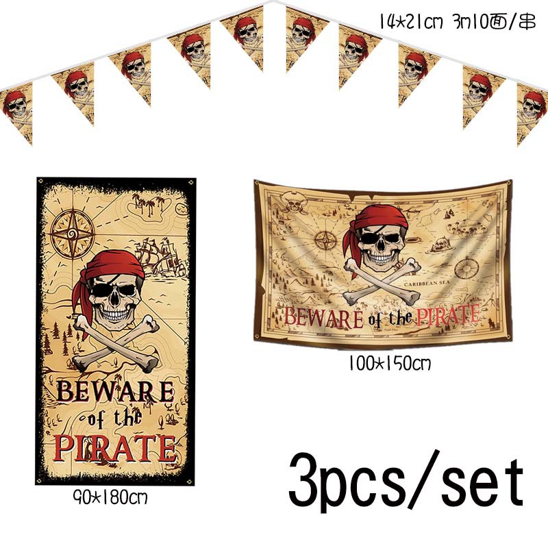Picture of Foreign Trade Cross-border Flag Halloween Pirates Flag Indoor and Outdoor Wall Decoration Halloween Skull