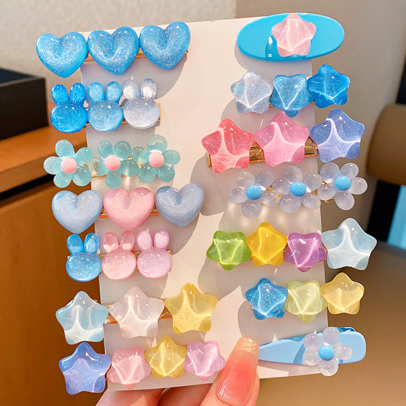 Picture of Children's Hairpin Batch Girl Candy Color Star Love Hairpin Bangs Side Clip Broken Hairpin Baby One-word Clip