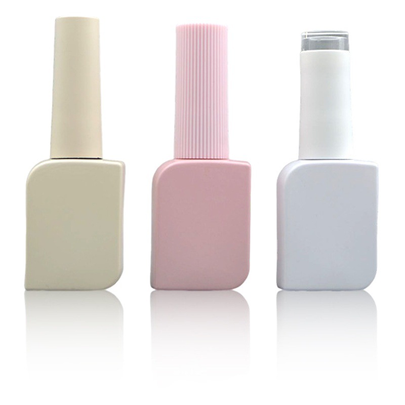 Factory new 10ml nail polish flat bottle with LOGO brush pink white empty glass nail polish bottle