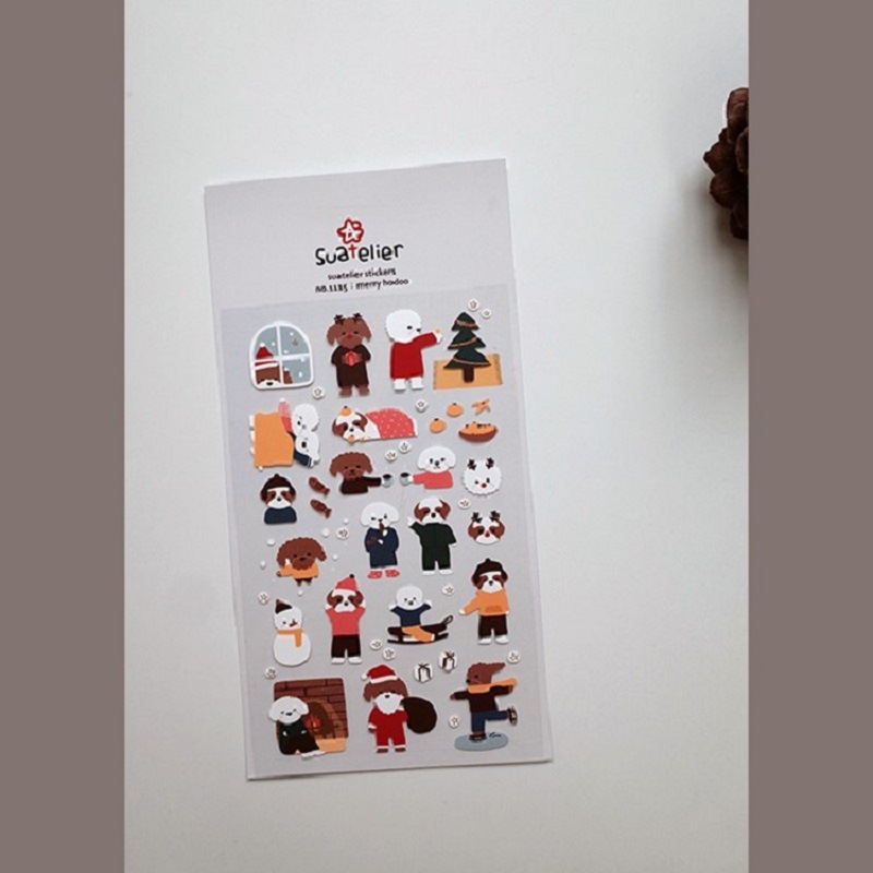 Picture of Cross-border South Korea suatelier Christmas 1115 Cute Animal Dog Teddy Decorative Stickers Hand Account Stickers