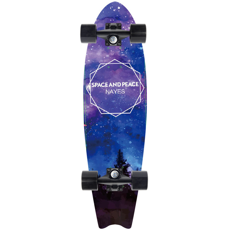 Picture of 28 inch maple small fish Board children Brush Street road beginners four-wheel skateboard single rocker skateboard