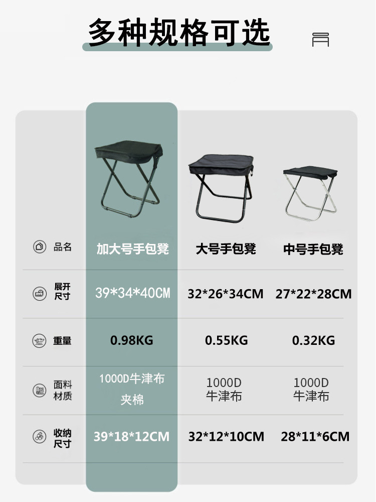 Picture of Thickened Aluminum Alloy Outdoor Folding Stool Portable Camping Articles Handbag Stool Folding Camping Fishing Maza Stool